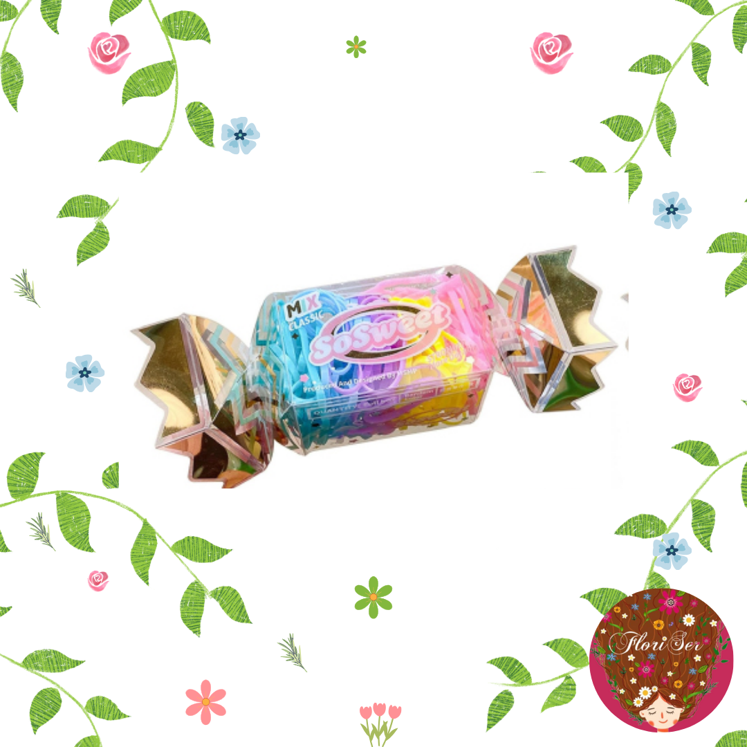 Cajita de Elasticos de Colores - Diseño de Dulce