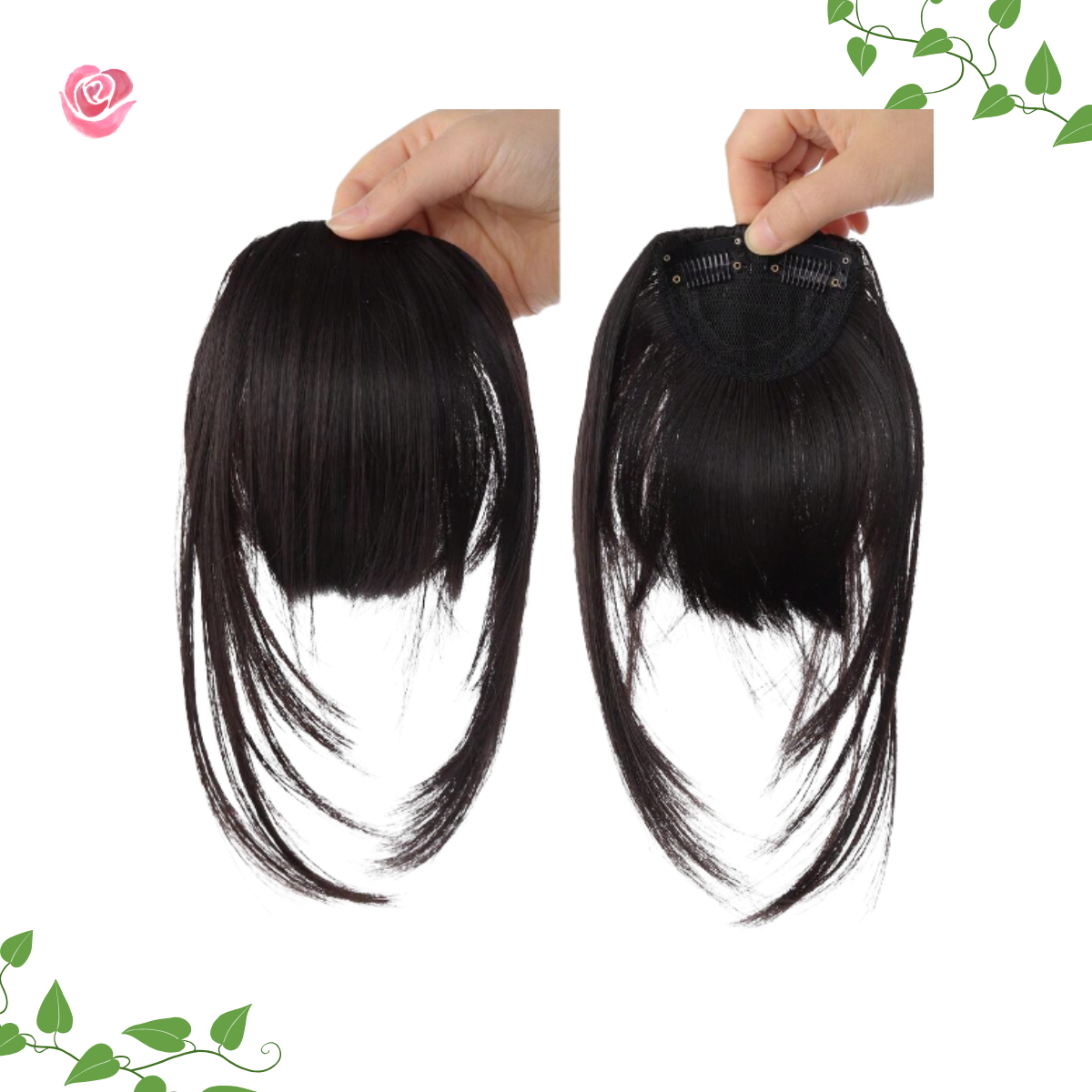 Chasquilla Flequillo Doble Clip Postiza Lavable Reutilizable - Imagen 3