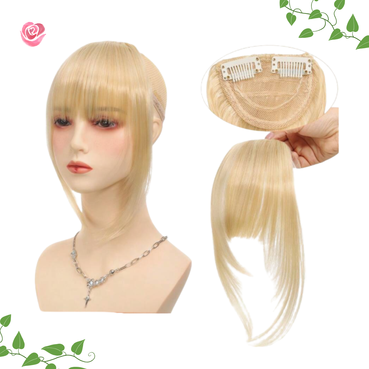 Chasquilla Flequillo Doble Clip Postiza Lavable Reutilizable - Imagen 4