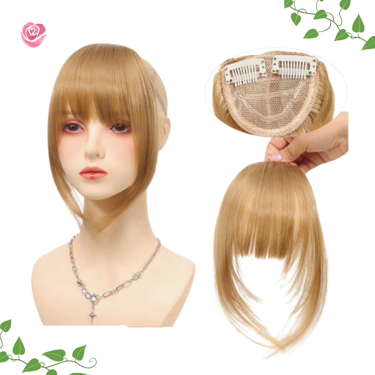 Chasquilla Flequillo Doble Clip Postiza Lavable Reutilizable - Imagen 5